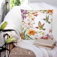 thumbnail image 3 of Spring Floral Hummingbird 20x20 Pillow Covers Set of 2, Pastoral Rustic Botanical Flowers Throw Pillow Covers Decorative Couch Cushion Case, Microfiber Square Pillowcases for Bedroom Car Living Room, 3 of 7