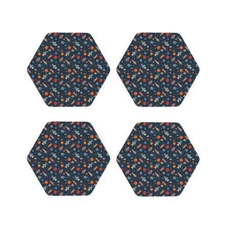 

Kdxio Spaceships And Stars In Outer Space Funny Coasters 4 Pcs Leather Coasters Housewarming Gifts Protect Furniture from Water Marks Scratch and Damage