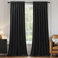 thumbnail image 3 of Galenzoov 52*90 inch 2 Panels Velvet Curtains for Home, Room Darkening Heat Blocking Blackout Window Curtains Back Tab Rod Pocket Drapes for Bedroom,Living room,Office,Black, 3 of 9