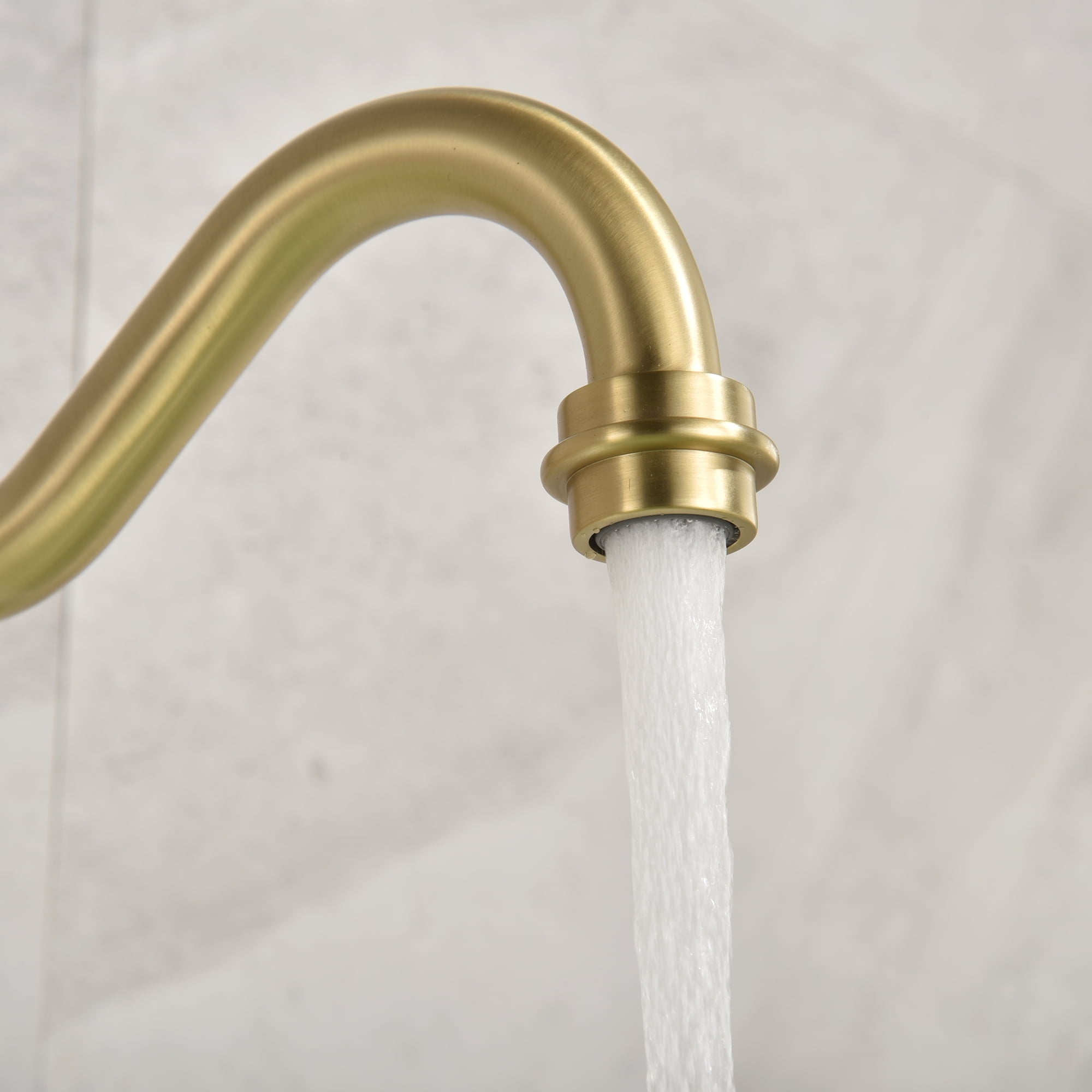 sumerain Vintage Wall Mount Tub Faucet, 8 Inches Center 3 Hole Bathtub Filler Brushed Gold