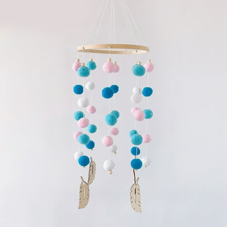 

Riapawel Baby Bed Mobile Wind Chime Rattle Toy Felt Ball Newborn Nursery Hanging Bell Wooden Ornament Gift For Baby