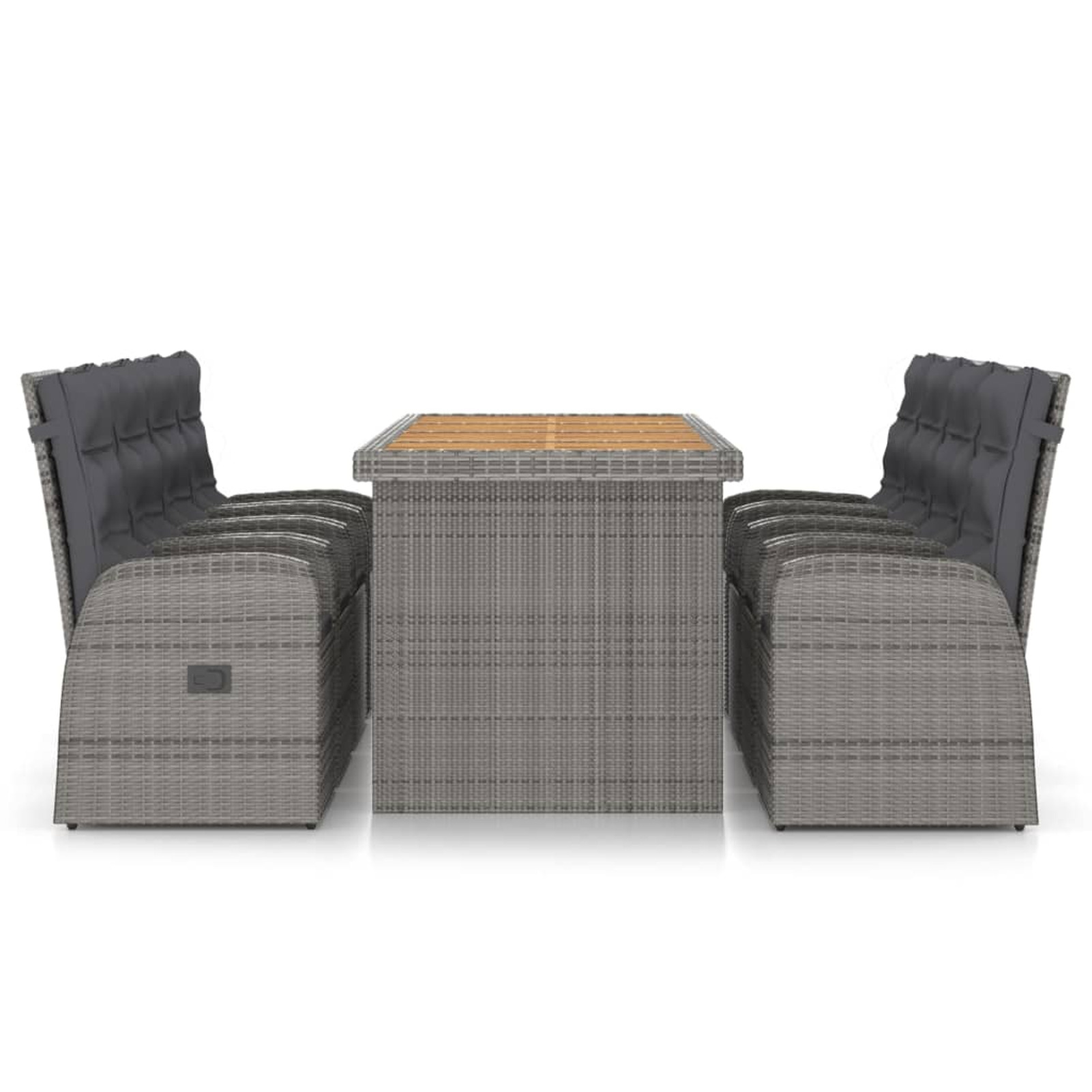 9 Piece Outdoor Dining Set with Cushions Poly Rattan Gray - image 2 of 7