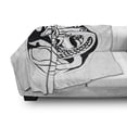 thumbnail image 3 of Celtic Soft Flannel Fleece Throw Blanket, Druidic Astronomical of Unicorn Water Horse in Circle Pattern Artwork, Cozy Plush for Indoor and Outdoor Use, 70" x 90", Black and White, by Ambesonne, 3 of 6