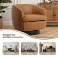 thumbnail image 5 of UIXE PU Leather Swivel Barrel Accent Chair, Comfy Round Upholstered Armchair Reading Chair for Living Room, Barrel Club Chairs Bedroom, Light Brown, 5 of 7