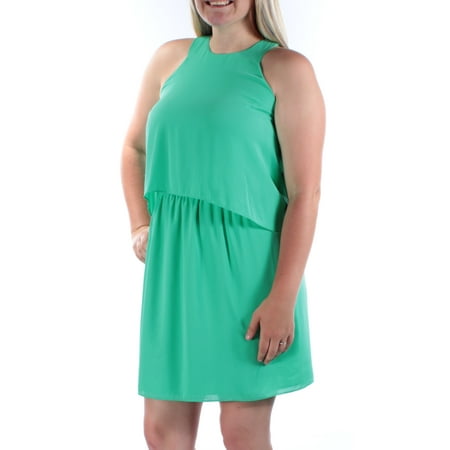 Knee Length Sheath - BAR III Womens Green Sleeveless Crew Neck Knee Length Sheath Dress Size: M