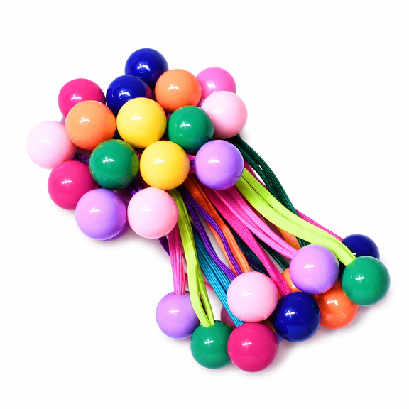AURENIX 14 Pcs Ball Charm Hair Ties for Girls,Double Balls Hair Ties,No Damage Soft Elastic Ponytail Holders with Colorful Bubble Beads for Toddler Women
