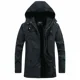 thumbnail image 3 of Chaqueta militar cortavientos con capucha, informal, nueva, de invierno 2024, cálida, estilo universitario, para hombre, chaquetas tipo parka, abrigo grueso de algodón lavado para hombre, 3 of 5