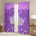 thumbnail image 2 of Erosebridal 3D Princess Crown Black Out Curtains,Purple Sequin Print Curtains Pack of 2 (42x63 Each) For Girls Kids, 2 of 7