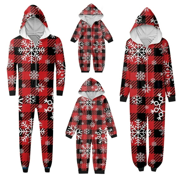 Christmas Family Matching Pajamas Sets with Hood, Merry Christmas Pajamas Warm Flannel, Long Sleeved Pajamas Zipper Style, Xmas Festival Pjs, Christmas Theme Pajamas