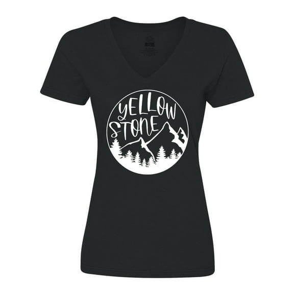 Inktastic Yellowstone National Park- Mountains Women's V-Neck T-Shirt