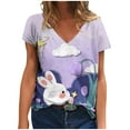 thumbnail image 2 of T-shirts d'Été pour Femmes Grande Taille en Liquidation, Col en V, Imprimé de Pâques, T-shirts Mode Confortables, Chemisiers pour Femme, Hauts, T-Shirt à Col en V pour Femmes en Liquidation, 2 of 5