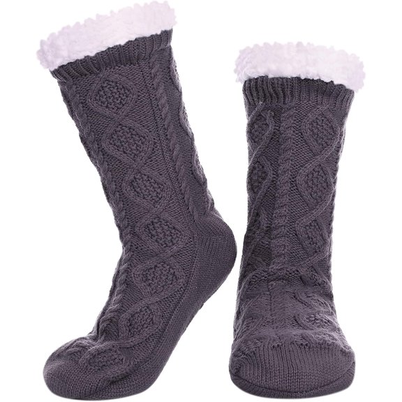 Womens Slipper Socks Winter Warm Fleece Lined Socks Cozy Soft Thick Fuzzy Non Slip Indoor Christmas Socks