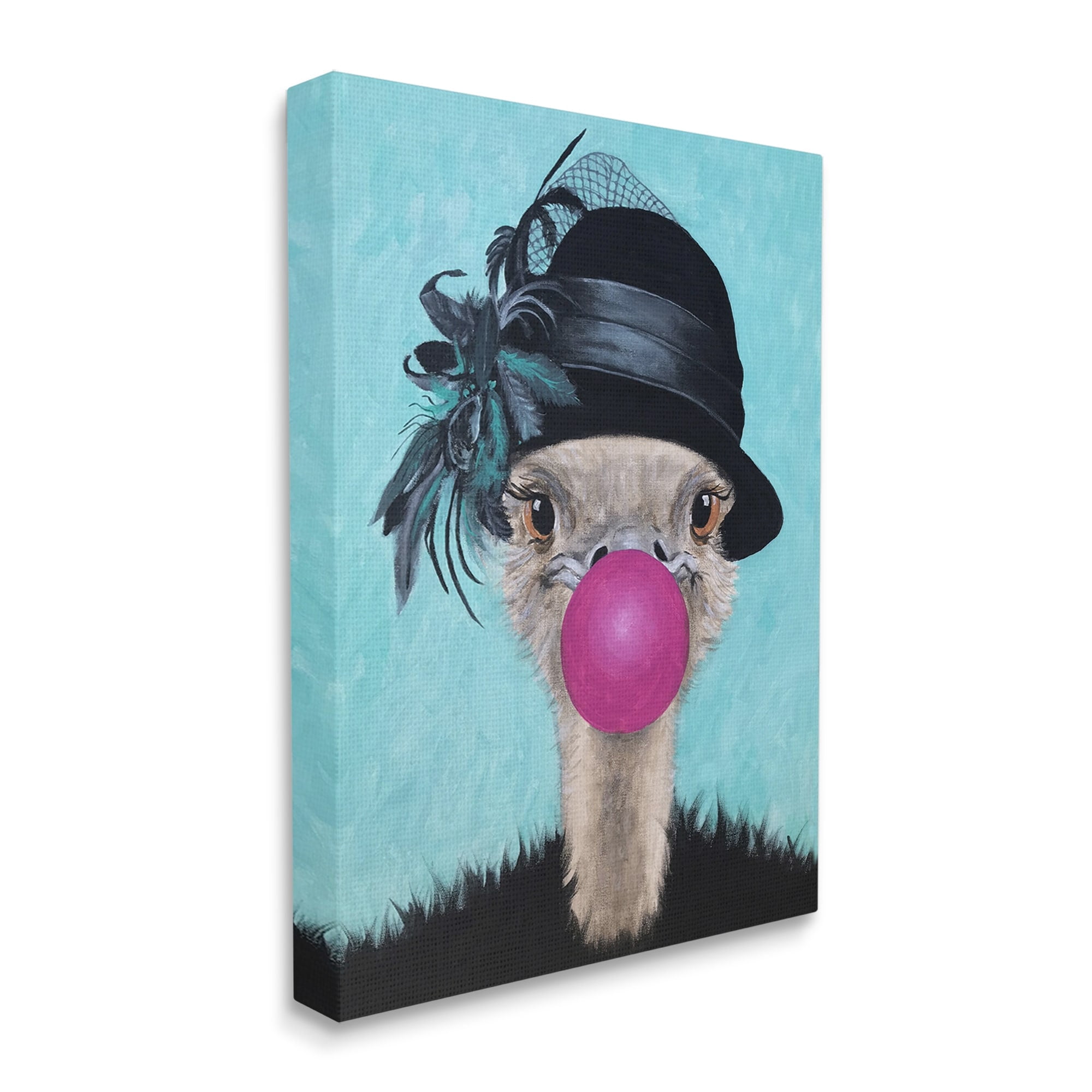 Stupell Industries Ostrich Stylish Vintage Black Hat Pink Bubblegum , 36 x 48, Design by Coco de Paris