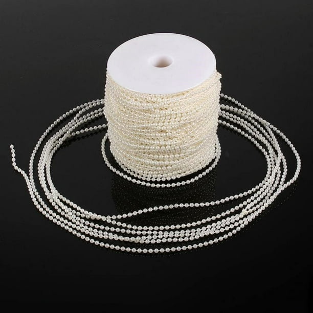 Quantity 50m/Roll Beige/White Pearl Beads Chain,3mm Artificial Pearl Beads Bulk With Fishing Line For Crafts Diy Jewelry Making(Beige)