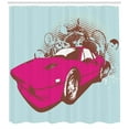 thumbnail image 3 of Ambesonne Vintage Shower Curtain, Old Car Cartoon Style, 69"Wx75"L, Pale Blue Hot Pink, 3 of 3