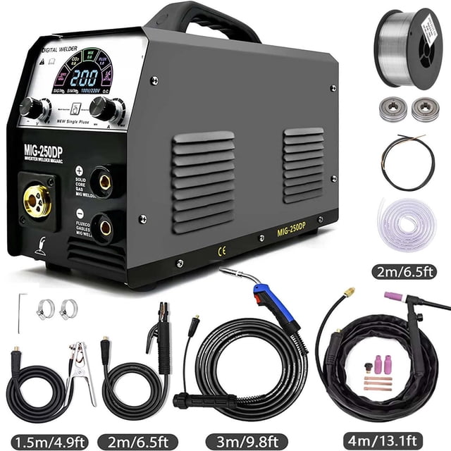 MIG250DP Mig Welders Pulse Mig Aluminum Gas Gasless Mig ARC MMA Tig 4 In 1 Semi-automatic Welding Machine ,Easy to Use