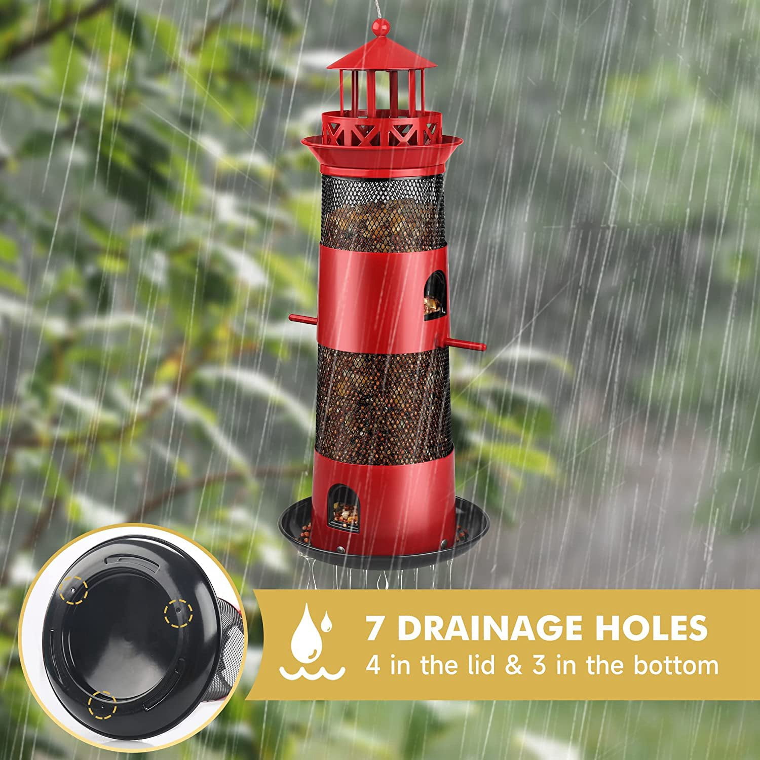 Bird Feeders for Outdoors Hanging, Squirrel Proof Wild Bird Feeder for Outside, Metal Bir C5453
