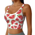 thumbnail image 2 of Xecao Hand Drawn Watermelon for Sports Bra with Removable Pads, Crop Tank Top Design, Women's Longline Sports Bra - Non-Wired - Medium, 2 of 9
