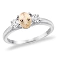 thumbnail image 1 of 14K White Gold Natural Morganite Engagement Ring Diamond Accents Oval 7x5 mm, size 6.5, 1 of 1