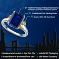 thumbnail image 2 of Gem Stone King 925 Silver and 10K Yellow Gold Blue Created Sapphire Solitaire Engagement Ring for Women | 4.00 Cttw | Emerald Cut 10X8MM | Available in Size 5,6,7,8,9, 2 of 6