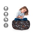 thumbnail image 2 of Space Storage Toy Bag Chair, Cartoon Doodle Spacecraft Traveling to the Universe Cosmos UFOs Aliens Stars, Stuffed Animal Organizer Washable Bag, Small Size, Black Orange White, by Ambesonne, 2 of 3