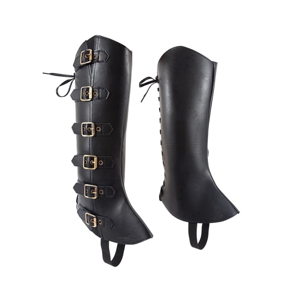 RUIFUU Medieval Pirate Boot Covers for Men, Adjustable Faux Leather Renaissance Cosplay Costume Accessories