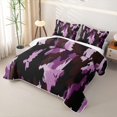 thumbnail image 3 of Castle Fairy Abstract Paint Camo Bed Spread Queen 3pcs,Watercolor Irregular Blot Queen Coverlet Set,Plum Taupe Black,1 Quilt and 2 Pillowcases, 3 of 7