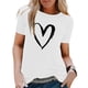 thumbnail image 1 of ICHUANYI Clearance Women Summer Heart Printing Short Sleeve Shirt Round -Neck Casual Tops Blouse(White, S) ICHUANYI WER2023081206315, 1 of 4