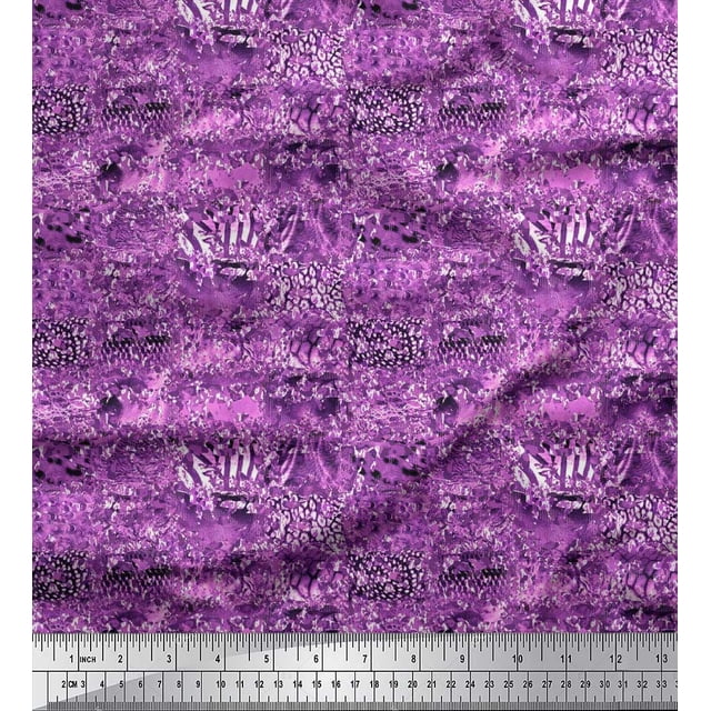 Soimoi Purple Rayon Fabric Leopard,Snake & Wild Skin Decor Fabric Printed BTY 56 Inch Wide