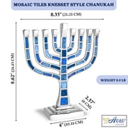 Candle Menorah Aluminum Knesset Style Blue Jeweled