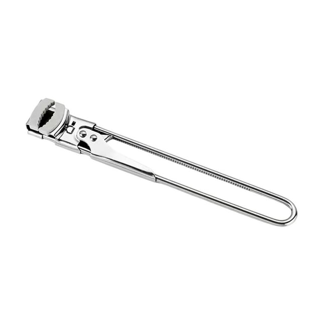 Abridor De Tapa Abrelatas ajustable de acero inoxidable de 23 cm, herramienta para quitar la tapa sin esfuerzo de frascos y botellas con agarre ergonómico, color plateado, de una sola pieza. Rkxzt