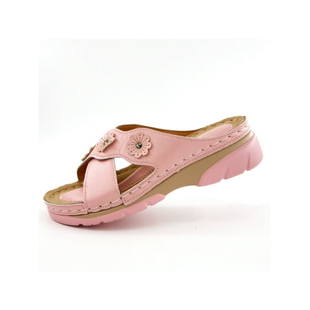 

Woobling Summer Womens Sandals Orthopedic Wedge Heel Slip On Open Toe Slippers Mules Shoe