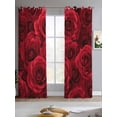 thumbnail image 2 of Red Roses Sheer Curtains 84 Inch Length 2 Panels Set for Living Room/Bedroom, Valentine's Day Flowers Floral Vintage Kitchen Curtains Grommet Semi-Sheer Curtains Drapes Window Treatments 52"x84"x2, 2 of 7