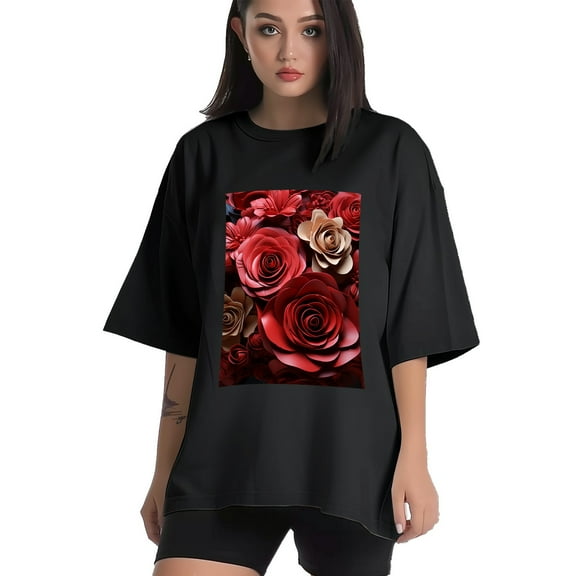 Plus Size Shirt for Women Black Tops for Women Short Sleeves Shirt for Women Valentine's Day (47) T Shirt Crewneck Shirt for Women XS