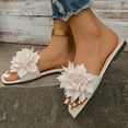 thumbnail image 4 of Dakaela Slide Sandals for Women Flower Square Open Toe Summer Slippers Beach Vacation Casual Flat Shoes, 4 of 8