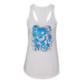 thumbnail image 2 of 3D Blue Skulls Trendy | Womens Fashion Jersey Racerback Tank Top, White, Medium, 2 of 4