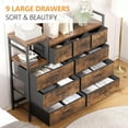 thumbnail image 5 of NEILA 9-Drawer Dresser for Bedroom Chest of Drawers with Power Outlets for Living Room，Metal Frame & Fabric Drawer Storage Organizer Wood Top Cabinet for Entryway，Hallway，Closet，Nursery，Brown, 5 of 7