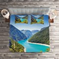 thumbnail image 2 of Ambesonne River Quilted Coverlet 3 Pcs, Piva Canyon Montenegro, King Size, Forest Green Sky Blue, 2 of 2