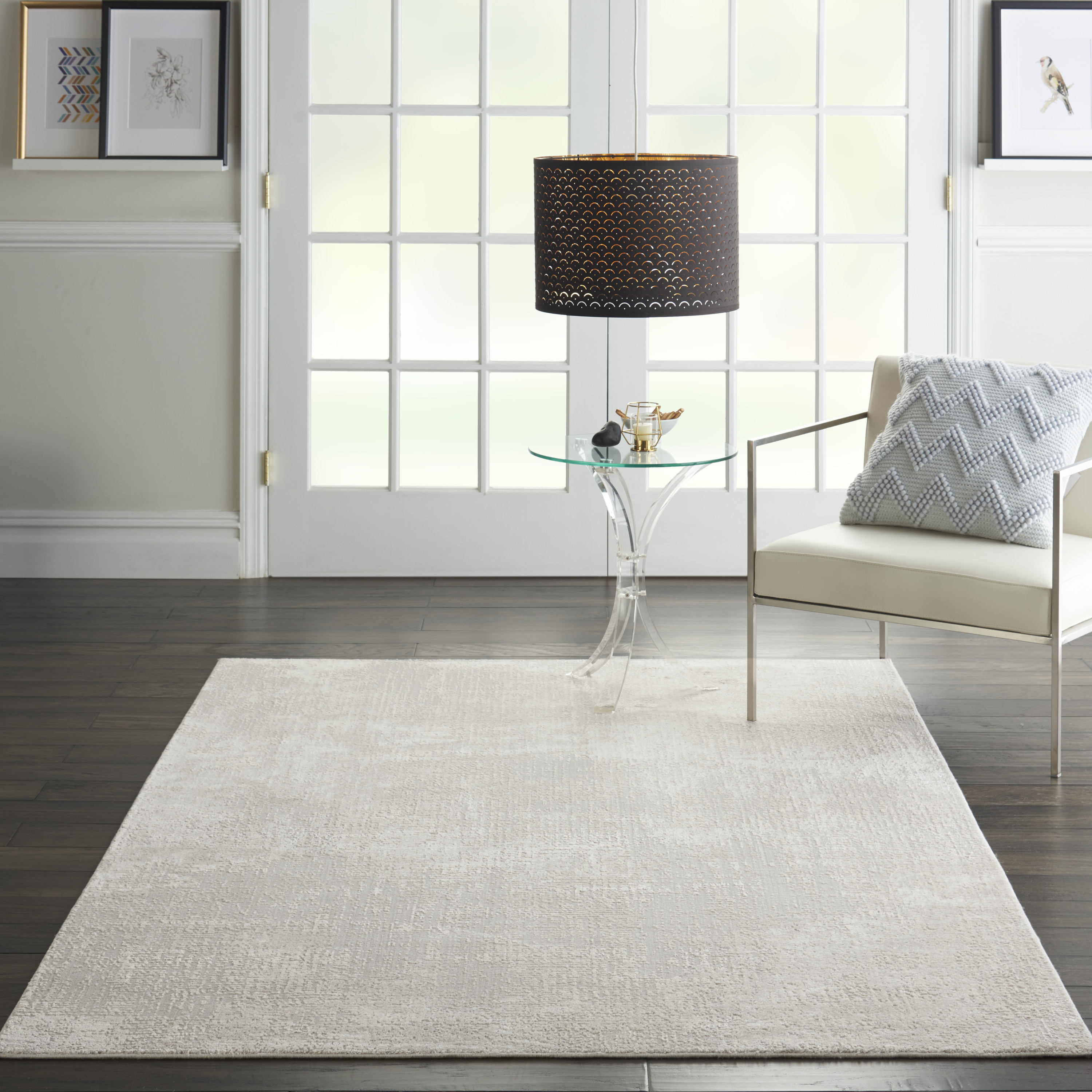 Nourison Sleek Textures Abstract Ivory/Grey Area Rug