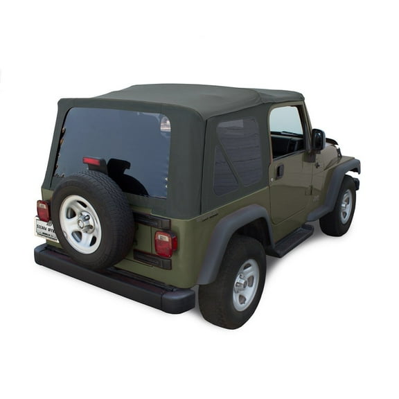 Sierra Offroad Soft Top for 2003 to 2006 Jeep Wrangler TJ - Khaki, Diamond Vinyl - 2 Door Jeep Soft Top with Rear Plastic Tinted Windows - Factory Precision Fit Replacement - No Upper Door Skins