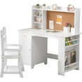 thumbnail image 1 of Ourlova Kids Desk and Chair Set Wooden Study Table with Storage Shelf, Bulletin Board Children School Learning Desk Writing Table, 1 of 6