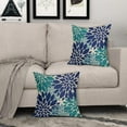 thumbnail image 3 of Navy Blue Teal Pillow Covers 20x20 Set of 2 Modern Dahlia Floral Decorative Outdoor Pillowcases Geometric Art Flower Farmhouse Throw Cushion Case Decor for Couch Sofa Bed, 3 of 6