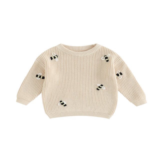 AMERTEER Baby Round Neck Sweaters Long Sleeve Loose Knitted Pullovers