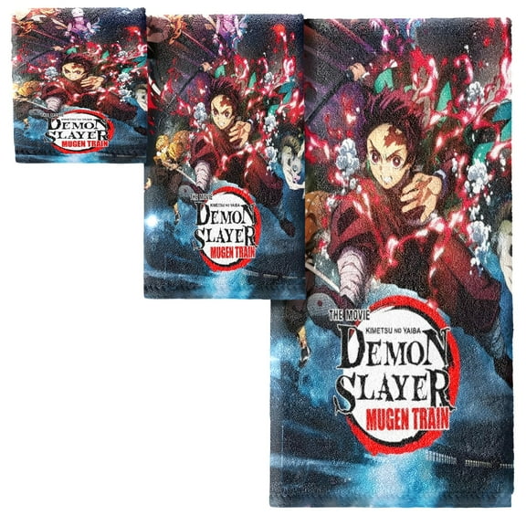 Demon Slayer: Kimetsu no Yaiba Bath Towel Set (3 pcs),bath, hand, and beach towels.