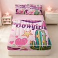 thumbnail image 2 of Erosebridal Western Cowgirls Zipper Twin Comforter Sets with Fitted Sheet and 2 Pillowcases for Girls, Tropical Cactus Zipper Bedding Set, Pink Reversible, 2 of 5