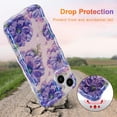 thumbnail image 3 of Case for iPhone 15, Colorful Retro Oil Painting Printed Flower Laser Glossy Pattern Cute Curly Waves Border Exquisite Phone Cover Stylish Durable TPU Protective Case for Girls Women - Purple, 3 of 18