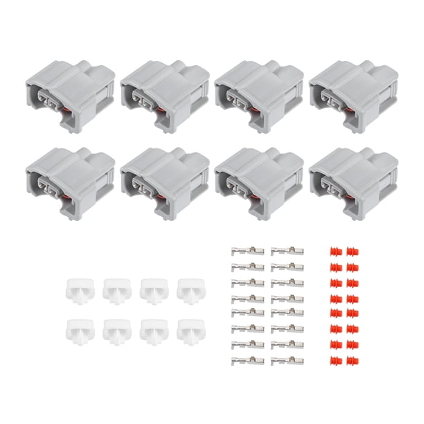 Unique Bargains 8 Set 2 Pin No.9098011875 Kit de Clip de Enchufe Adaptador de Conector de Inyector de Combustible para automóvil Reemplazo para Toyota