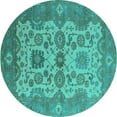 thumbnail image 1 of Ahgly Company Indoor Round Oriental Turquoise Blue Industrial Area Rugs, 8' Round, 1 of 4