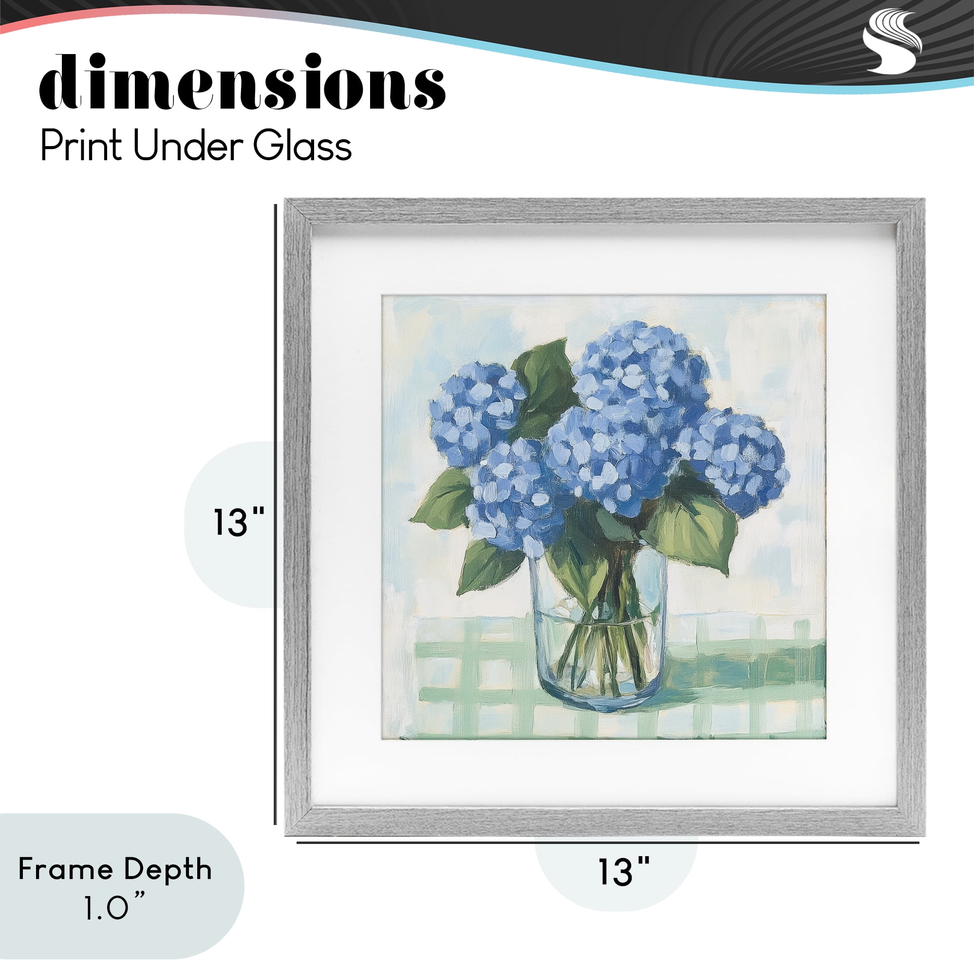 Stupell Industries Quaint Picnic Hydrangeas Gray Framed Print Under Glass, design by Petal Prints Design