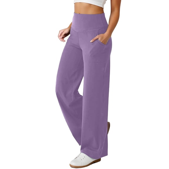 Athletic Pants for Women Plus Size Pull on Pants Stretchy Wide Leg Yoga Pants Flare Pants for Women for Workout Running Athletic Activewear